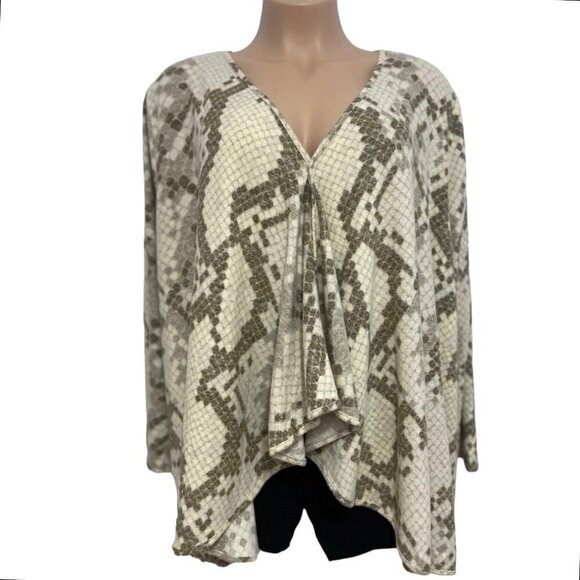 NANETTE LuLaRoe Cardigan Cover Up‎ 3XL NWT Neutral Grey White Snakeskin Stretchy - Picture 11 of 14